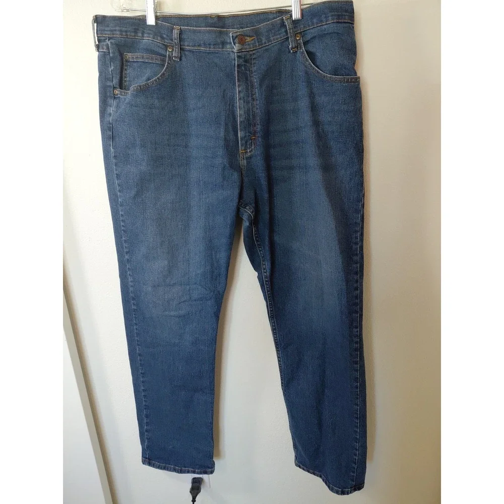 2 Pairs Wrangler Premium Mens Straight Fit Dark Wash Stretch Jeans 38x32